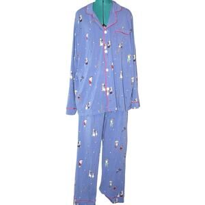 BedHead Pajamas Blue Animal Golfers Print Button-Up Sleep Set Women’s XL